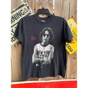 Vintage 90s John Lennon  in New York City Imagine Lyrics on back T-shirt Size S